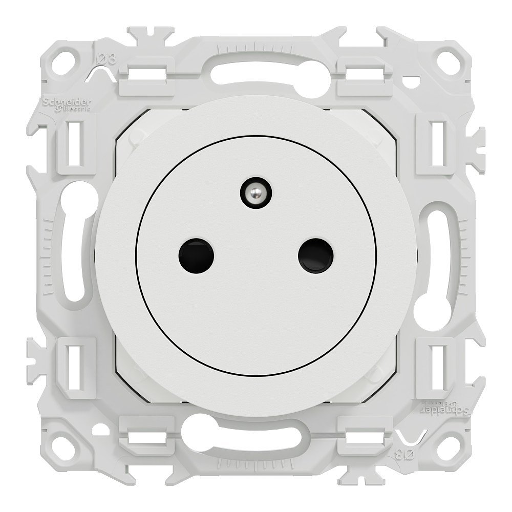 Odace prise 2P+T affleurante blanc